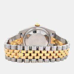 Pre Owned Rolex Datejust 116233 Automatic Silver Diamond 18k Yellow Gold Stainless Steel Men's Wristwatch 36 mm