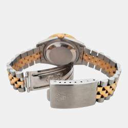 Pre Owned Rolex Datejust 16263 Automatic Cream Roman 18k Yellow Gold Stainless Steel Men's Wristwatch 36 mm