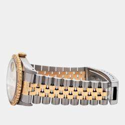 Pre Owned Rolex Datejust 16263 Automatic Champagne 18k Yellow Gold Stainless Steel Men's Wristwatch 36 mm