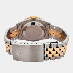 Pre Owned Rolex Datejust 16263 Automatic Champagne 18k Yellow Gold Stainless Steel Men's Wristwatch 36 mm