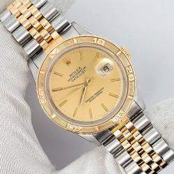 Pre Owned Rolex Datejust 16263 Automatic Champagne 18k Yellow Gold Stainless Steel Men's Wristwatch 36 mm