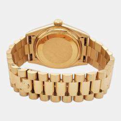 Pre Owned Rolex Day-Date President 18048 Automatic Cobalt Blue Diamond 18k Yellow Gold Men's Wristwatch 36 mm