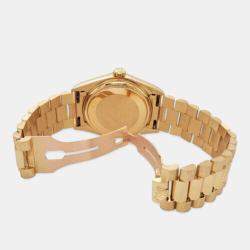 Pre Owned Rolex Day-Date President 18048 Automatic Cobalt Blue Diamond 18k Yellow Gold Men's Wristwatch 36 mm