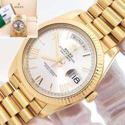 Pre Owned Rolex Day-Date President 228238 Automatic Silver 18k Yellow Gold Men's Wristwatch 40 mm