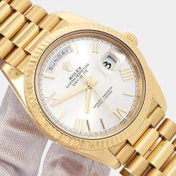 Pre Owned Rolex Day-Date President 228238 Automatic Silver 18k Yellow Gold Men's Wristwatch 40 mm