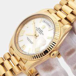 Pre Owned Rolex Day-Date President 228238 Automatic Silver 18k Yellow Gold Men's Wristwatch 40 mm