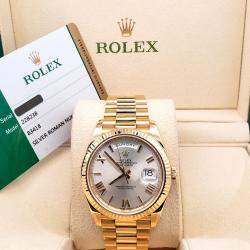 Pre Owned Rolex Day-Date President 228238 Automatic Silver 18k Yellow Gold Men's Wristwatch 40 mm