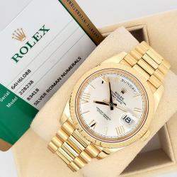 Pre Owned Rolex Day-Date President 228238 Automatic Silver 18k Yellow Gold Men's Wristwatch 40 mm