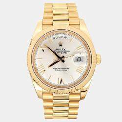 Pre Owned Rolex Day-Date President 228238 Automatic Silver 18k Yellow Gold Men's Wristwatch 40 mm