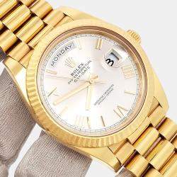 Pre Owned Rolex Day-Date President 228238 Automatic Silver 18k Yellow Gold Men's Wristwatch 40 mm