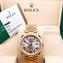 Pre Owned Rolex Day-Date President 228238 Automatic Silver 18k Yellow Gold Men's Wristwatch 40 mm