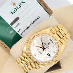 Pre Owned Rolex Day-Date President 228238 Automatic Silver 18k Yellow Gold Men's Wristwatch 40 mm