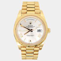 Pre Owned Rolex Day-Date President 228238 Automatic Silver 18k Yellow Gold Men's Wristwatch 40 mm