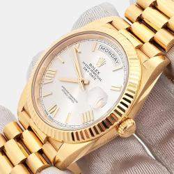Pre Owned Rolex Day-Date President 228238 Automatic Silver 18k Yellow Gold Men's Wristwatch 40 mm