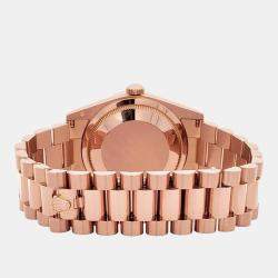 Pre Owned Rolex Day-Date President 118205 Automatic Chocolate 18k Rose Gold Men's Wristwatch 36 mm