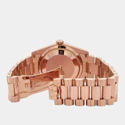 Pre Owned Rolex Day-Date President 118205 Automatic Chocolate 18k Rose Gold Men's Wristwatch 36 mm