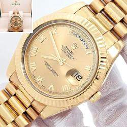 Pre Owned Rolex Day-Date President II 218238 Automatic Champagne 18k Yellow Gold Men's Wristwatch 41 mm