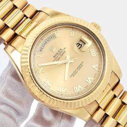 Pre Owned Rolex Day-Date President II 218238 Automatic Champagne 18k Yellow Gold Men's Wristwatch 41 mm