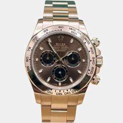 Pre Owned Rolex Cosmograph Daytona 116505 Automatic Chocolate Dial 18K Rose Gold Men's Wristwatch 40mm