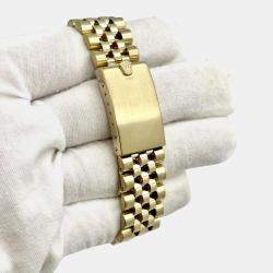 Pre Owned Rolex Oyster Perpetual Date 15037 Automatic Silver Dial 14k Yellow Gold Men's Wristwatch 34mm