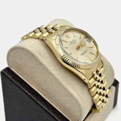 Pre Owned Rolex Oyster Perpetual Date 15037 Automatic Silver Dial 14k Yellow Gold Men's Wristwatch 34mm