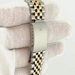 Pre Owned Rolex Datejust 16013 Automatic Champagne Tapestry Dial Stainless Steel 18k Yellow Gold Men's Wristwatch 36mm