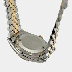 Pre Owned Rolex Datejust 16013 Automatic Champagne Tapestry Dial Stainless Steel 18k Yellow Gold Men's Wristwatch 36mm