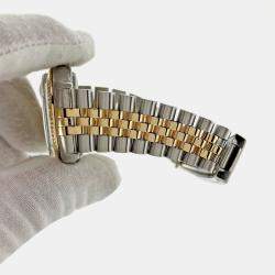 Pre Owned Rolex Datejust 16013 Automatic Champagne Tapestry Dial Stainless Steel 18k Yellow Gold Men's Wristwatch 36mm