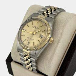 Pre Owned Rolex Datejust 1601 Automatic Champagne Dial 14k Yellow Gold Stainless Steel Men's Wristwatch 36mm