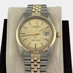 Pre Owned Rolex Datejust 1601 Automatic Champagne Dial 14k Yellow Gold Stainless Steel Men's Wristwatch 36mm