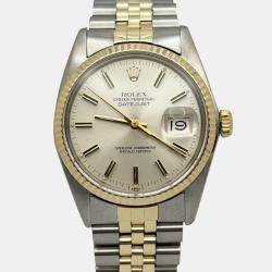Pre Owned Rolex Datejust 16013 Automatic Silver Dial 14k  Yellow Gold Stainless Steel Men's Wristwatch 36 mm
