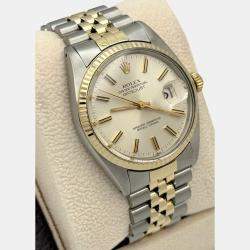 Pre Owned Rolex Datejust 16013 Automatic Silver Dial 14k  Yellow Gold Stainless Steel Men's Wristwatch 36 mm