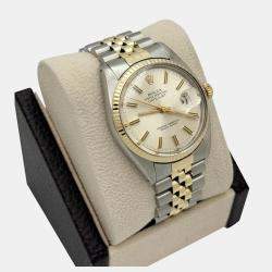 Pre Owned Rolex Datejust 16013 Automatic Silver Dial 14k  Yellow Gold Stainless Steel Men's Wristwatch 36 mm