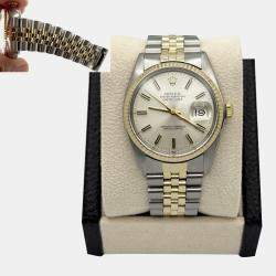 Pre Owned Rolex Datejust 16013 Automatic Silver Dial 14k  Yellow Gold Stainless Steel Men's Wristwatch 36 mm