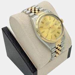 Pre Owned Rolex Datejust 16013 Automatic Champagne Dial 18k Yellow Gold Stainless Steel Men's Wristwatch 36mm
