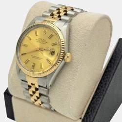 Pre Owned Rolex Datejust 16013 Automatic Champagne Dial 18k Yellow Gold Stainless Steel Men's Wristwatch 36mm