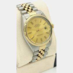 Pre Owned Rolex Datejust 16013 Automatic Champagne Dial 18k Yellow Gold Stainless Steel Men's Wristwatch 36mm