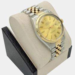 Pre Owned Rolex Datejust 16013 Automatic Champagne Dial 18k Yellow Gold Stainless Steel Men's Wristwatch 36mm