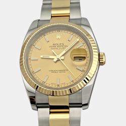 Pre Owned Rolex Datejust 116233 Automatic Champagne Dial 18k Yellow Gold Stainless Steel Men's Wristwatch 36mm