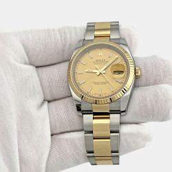 Pre Owned Rolex Datejust 116233 Automatic Champagne Dial 18k Yellow Gold Stainless Steel Men's Wristwatch 36mm