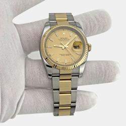 Pre Owned Rolex Datejust 116233 Automatic Champagne Dial 18k Yellow Gold Stainless Steel Men's Wristwatch 36mm