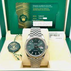 Pre Owned Rolex Datejust 126334 Automatic Mint Green Dial 18K White Gold Stainless Steel Men's Wristwatch 41mm