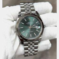 Pre Owned Rolex Datejust 126334 Automatic Mint Green Dial 18K White Gold Stainless Steel Men's Wristwatch 41mm