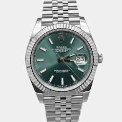 Pre Owned Rolex Datejust 126334 Automatic Mint Green Dial 18K White Gold Stainless Steel Men's Wristwatch 41mm