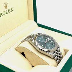 Pre Owned Rolex Datejust 126334 Automatic Mint Green Dial 18K White Gold Stainless Steel Men's Wristwatch 41mm