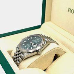 Pre Owned Rolex Datejust 126334 Automatic Mint Green Dial 18K White Gold Stainless Steel Men's Wristwatch 41mm