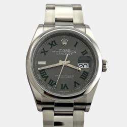 Pre Owned Rolex Datejust 126200 Automatic Slate Grey Dial Stainless Steel Men's Wristwatch 36mm