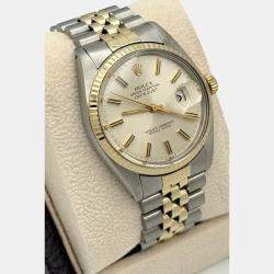Pre Owned Rolex Datejust  Automatic 16013 Silver Dial 14k Yellow Gold Stainless Steel Men's Wristwatch 36mm