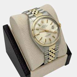 Pre Owned Rolex Datejust  Automatic 16013 Silver Dial 14k Yellow Gold Stainless Steel Men's Wristwatch 36mm
