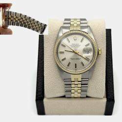Pre Owned Rolex Datejust  Automatic 16013 Silver Dial 14k Yellow Gold Stainless Steel Men's Wristwatch 36mm